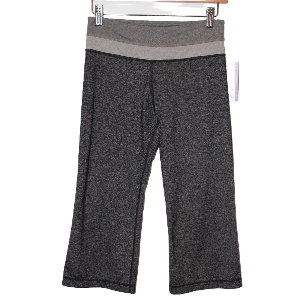 Womens Lululemon Gray Grey Striped Wide Leg Capri Cropped Leggings Pants Size 4